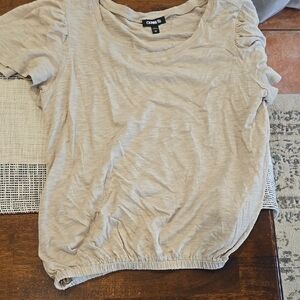 Express Tan Ruched Short Sleeve Blouse